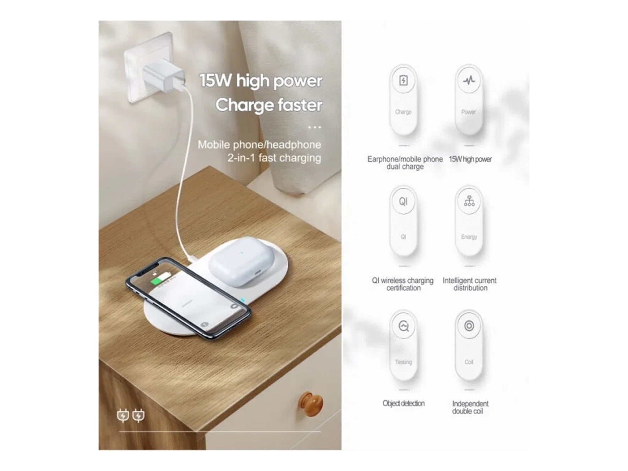 JoyRoom JR-A26 Wireless Charger 2 in 1 15W - Best Prices