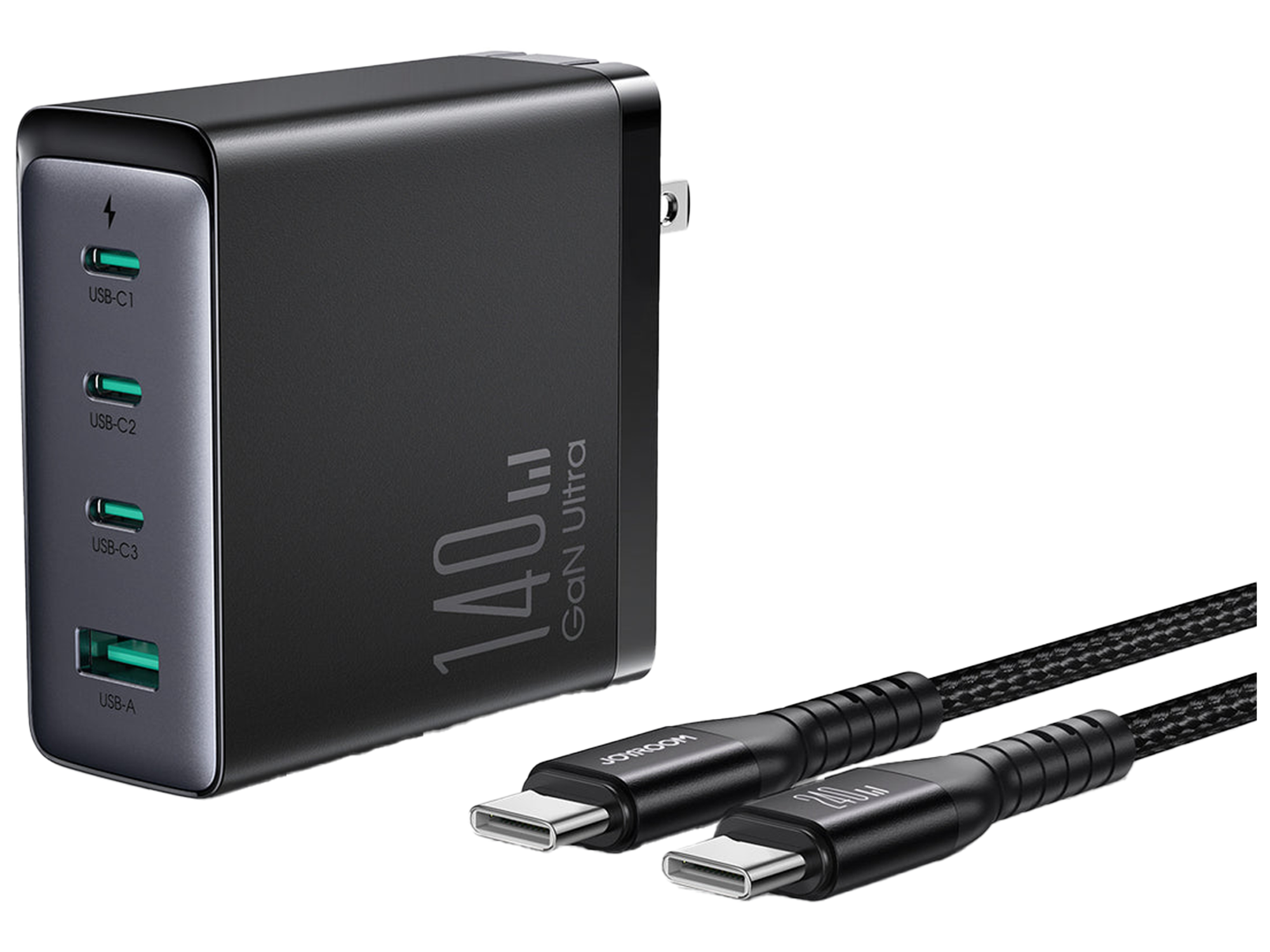 JoyRoom GaN Ultra JR-TCG05 140W 3C1A Fast Charger +240W C to C Cable 1.2m