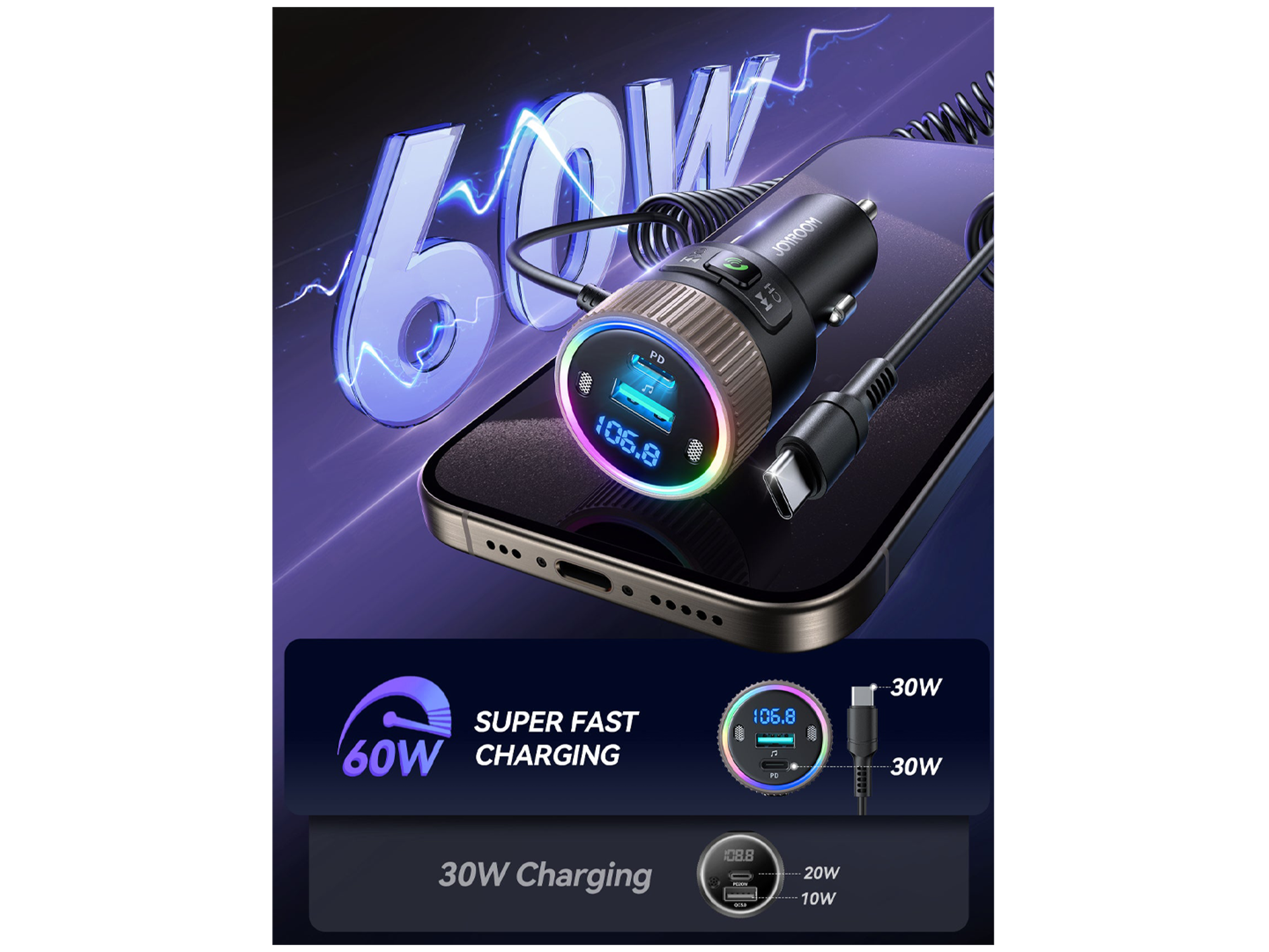 JoyRoom JR-CCB02 60W Car Wireless FM Transmitter - Best Prices