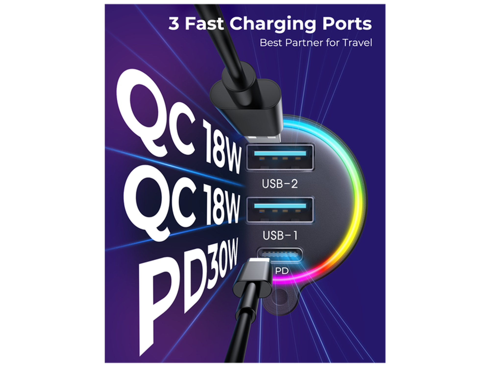 JoyRoom JR-CL18 30W PD Type-C + USB Car Charger LED Display Bluetooth Adapter FM Transmitter with Coiled Cable - Best Prices