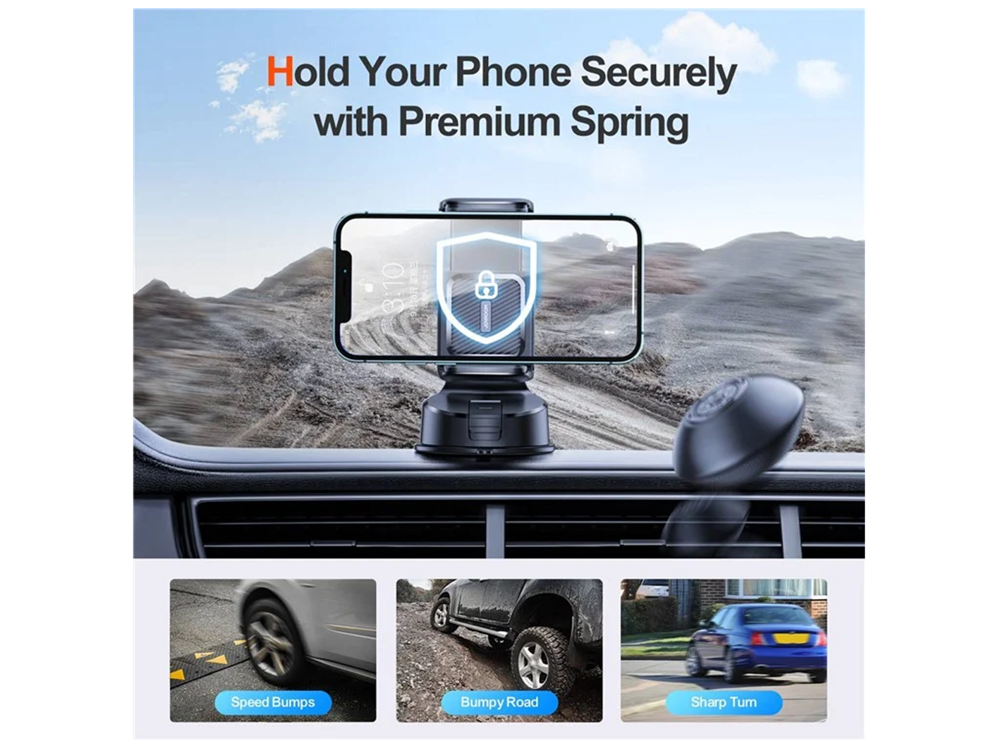 JoyRoom JR-ZS284 Universal Vehicle Dashboard Phone Holder 360-degree Rotating Car Cell Phone Mount Stand with Adjustable Clamp for Cars - Best Prices