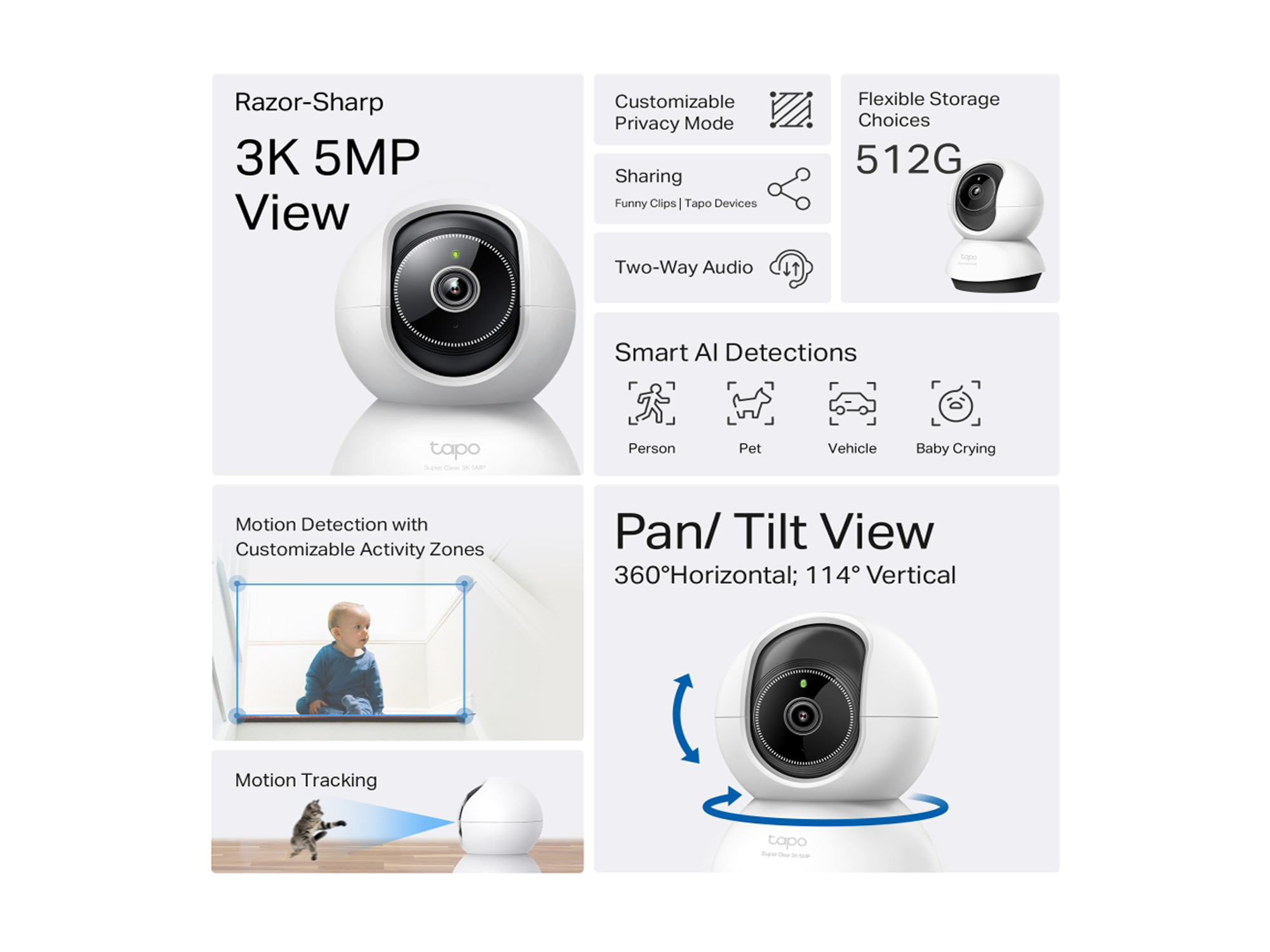 Tapo TC74  Pan/Tilt AI Home Security  Wi-Fi Camera - Best Prices