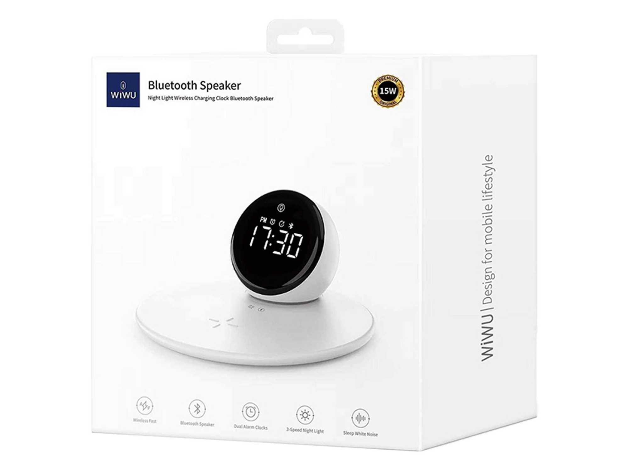 WiWU Wi-W017 Night Light Wireless Charging Clock Bluetooth Speaker - Best Prices