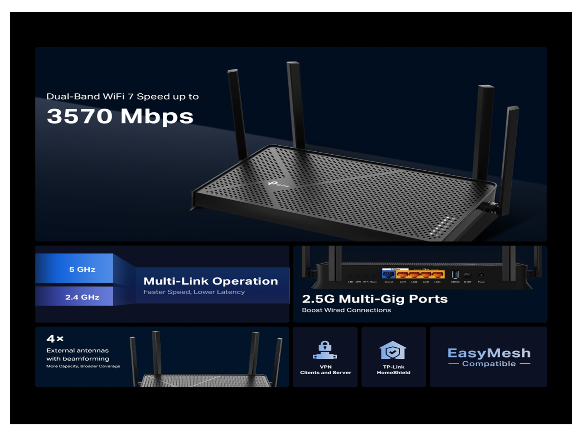 Tp-Link Archer BE230  BE3600 Dual-Band  Wi-Fi 7 Router - Best Prices