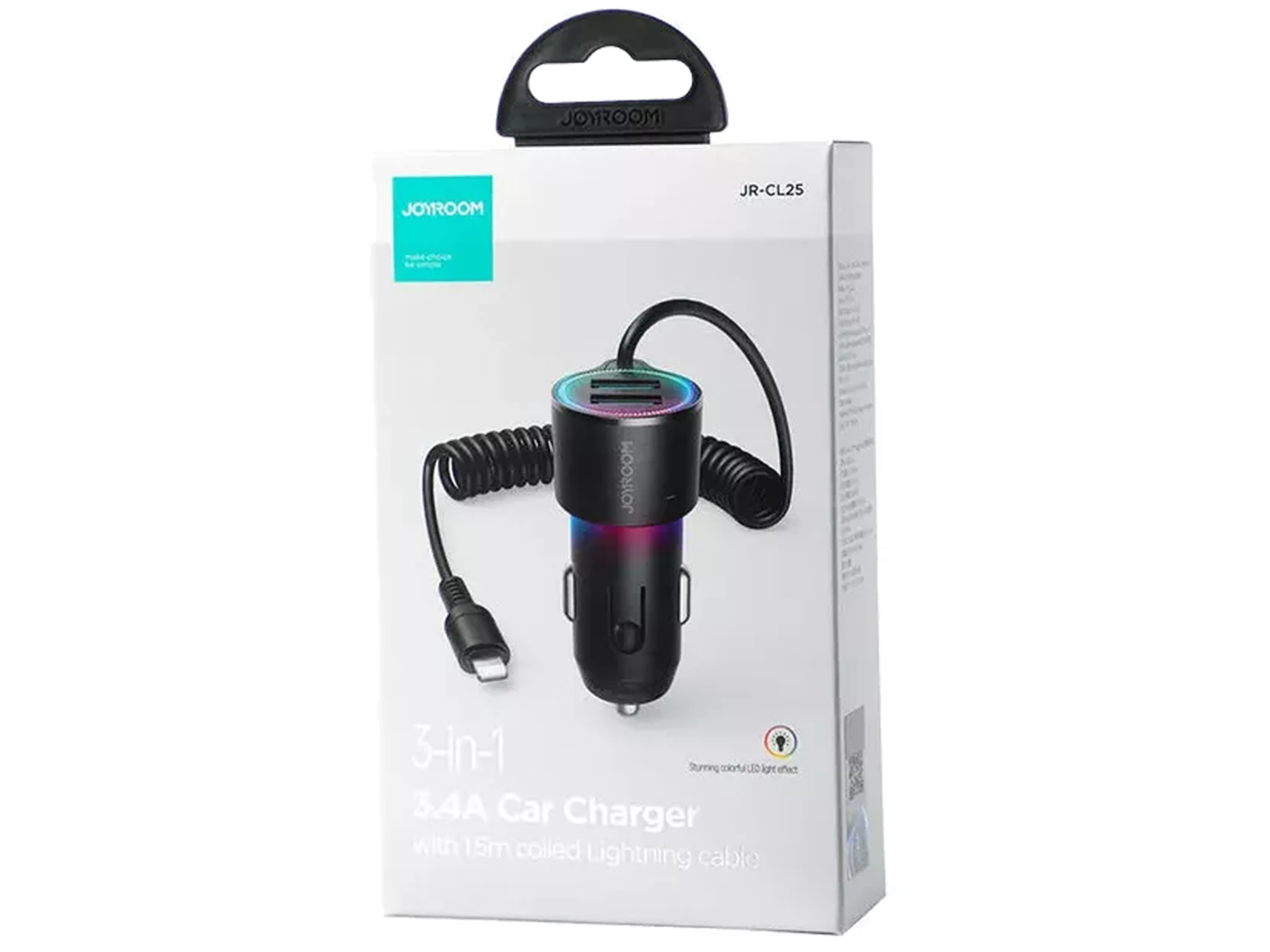 JoyRoom JR-CL25 3 in 1 Car Charger USB + Lightning cable - Best Prices