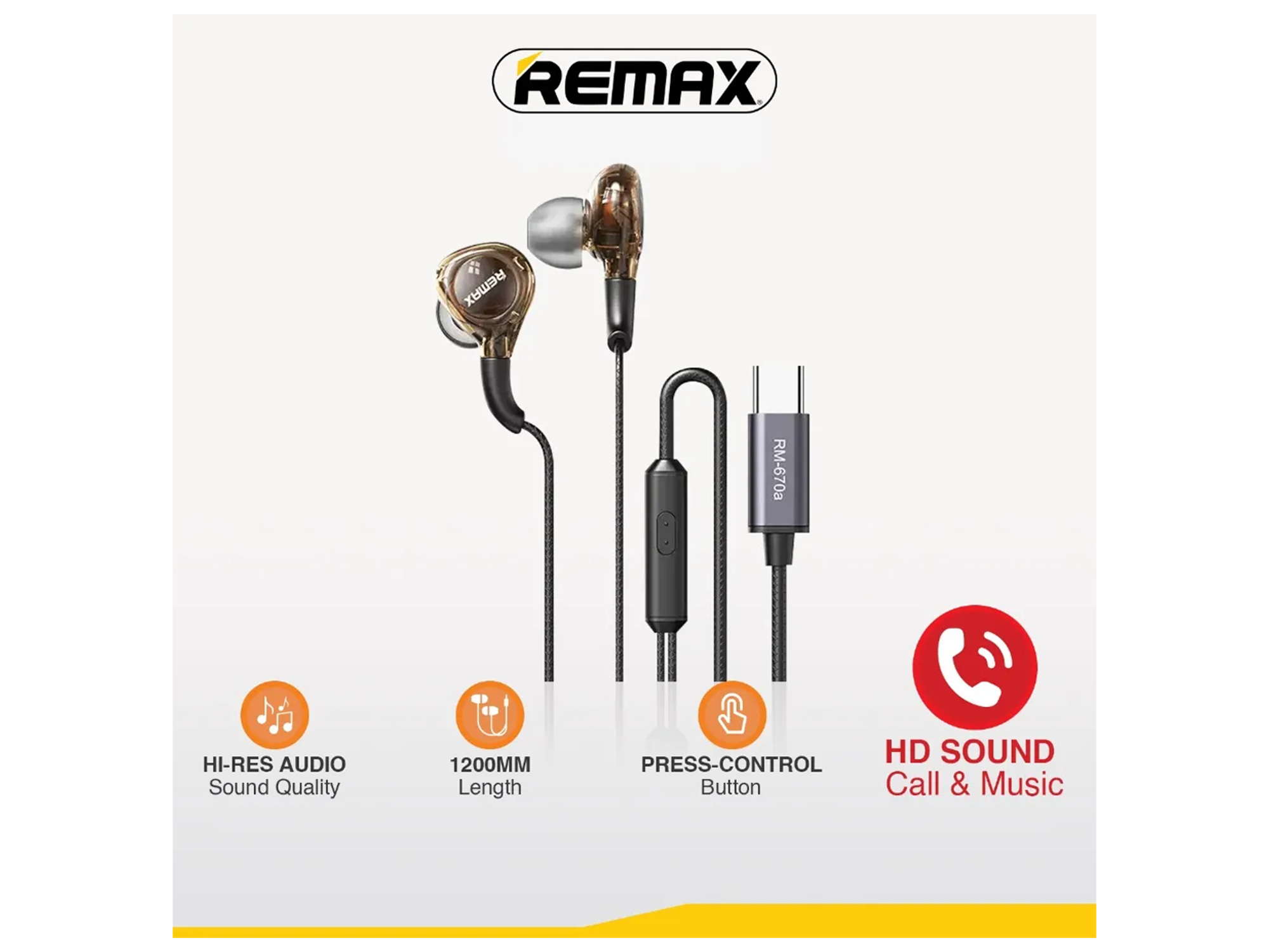 Remax RM-670a Type-c Wired Earphone - Best Prices