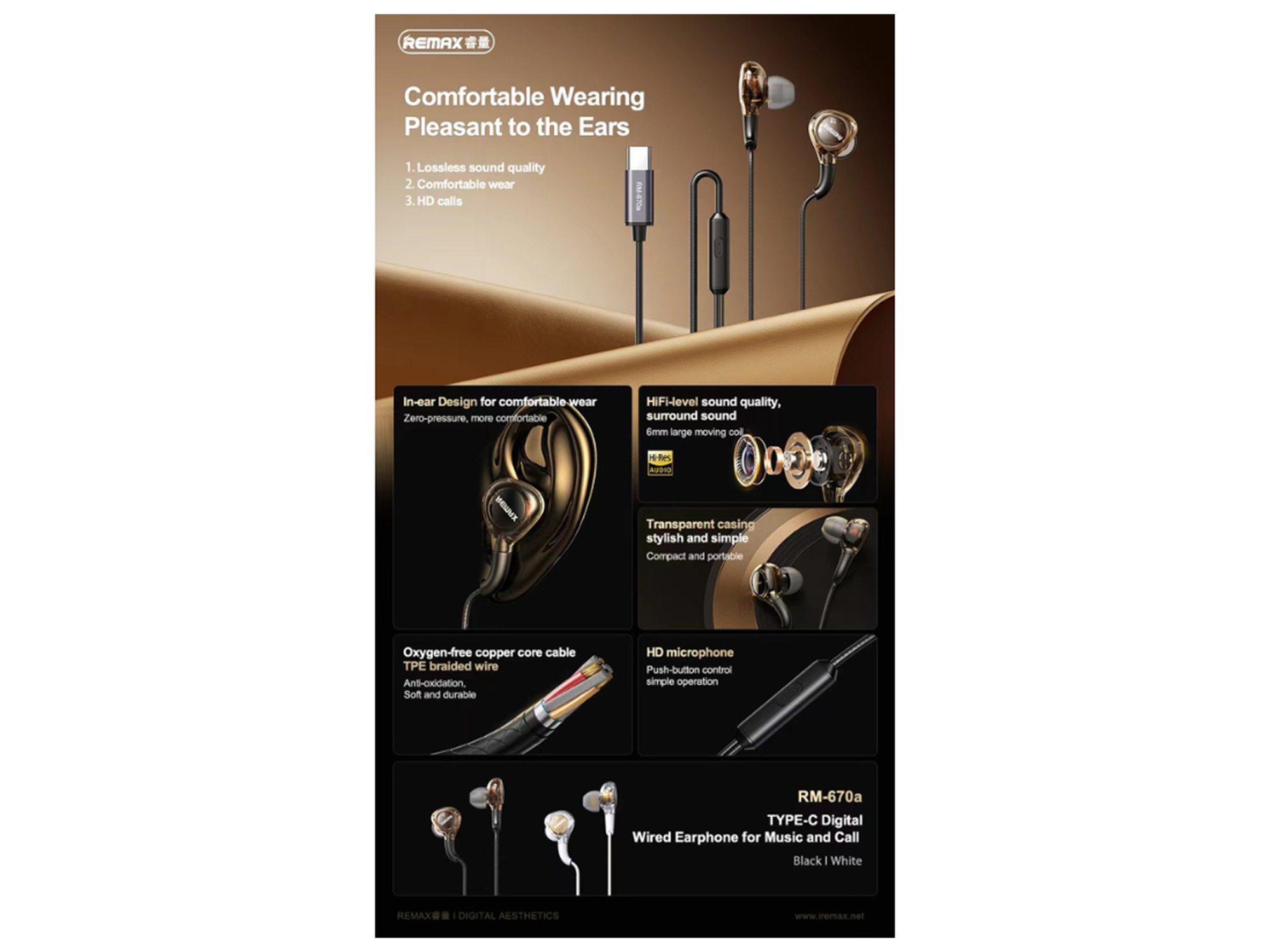 Remax RM-670a Type-c Wired Earphone - Best Prices