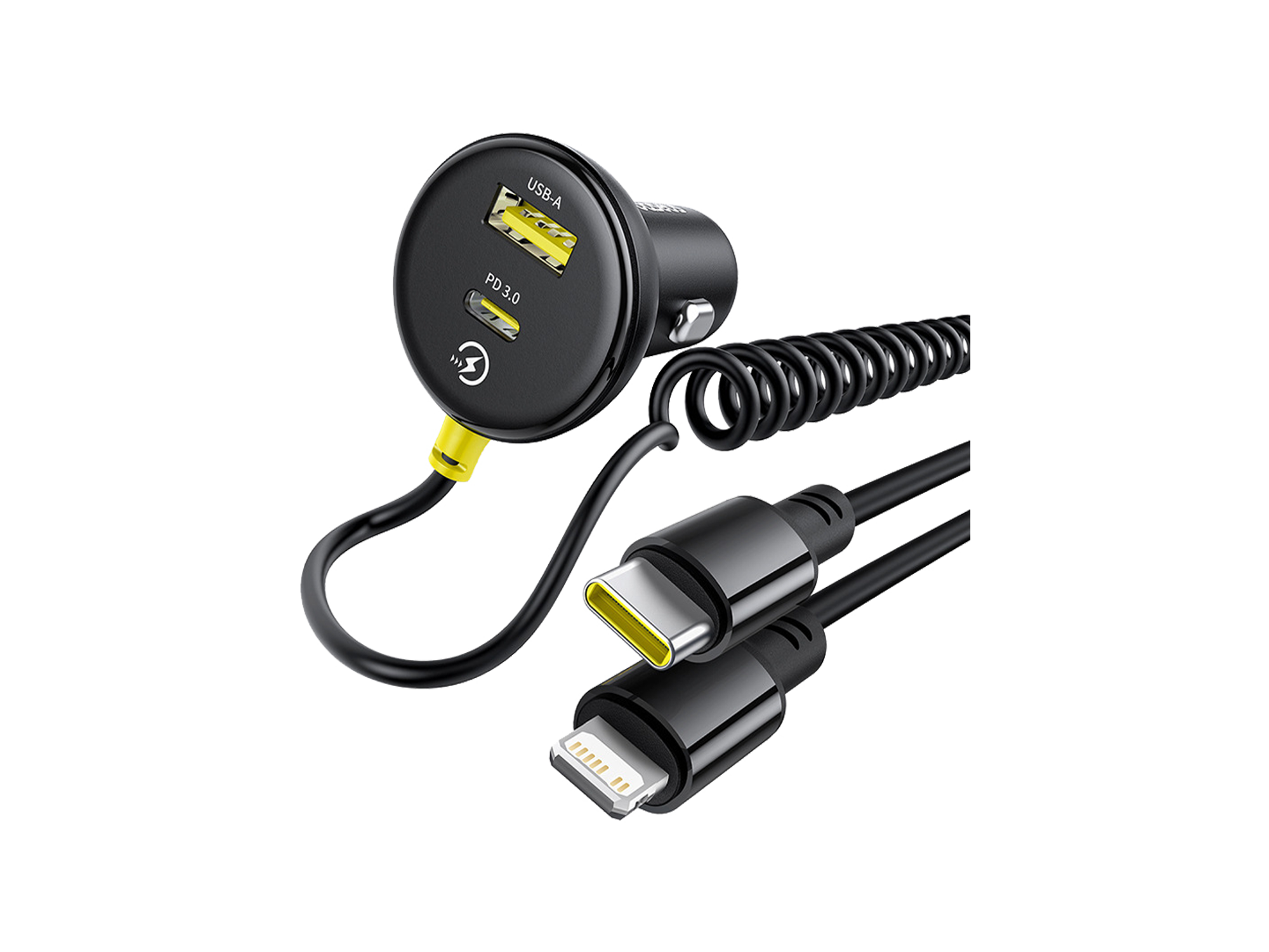 Baseus Circular Plastic Car Charger (U+C) + (C&L) Cable 60W - Best Prices