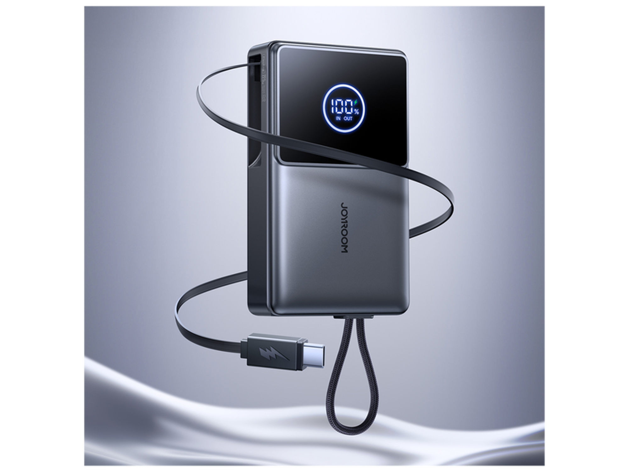 جوي روم JR-PR1 باور بانك سعة 10000 مللي أمبير/ساعة وقوة 22.5 واط مع كيبل USB-C مدمج قابل للسحب - أفضل سعر