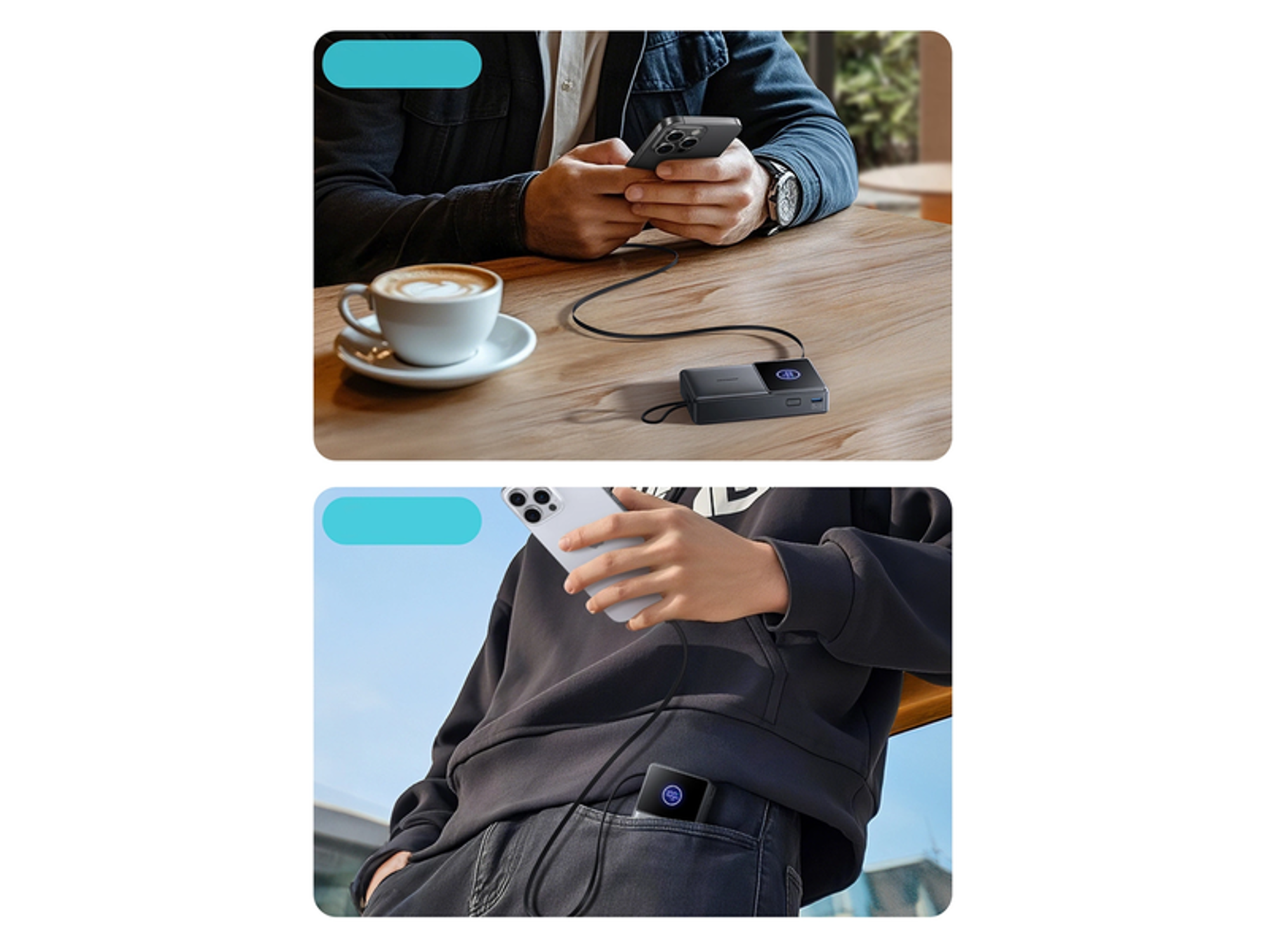 جوي روم JR-PR1 باور بانك سعة 10000 مللي أمبير/ساعة وقوة 22.5 واط مع كيبل USB-C مدمج قابل للسحب - أفضل سعر