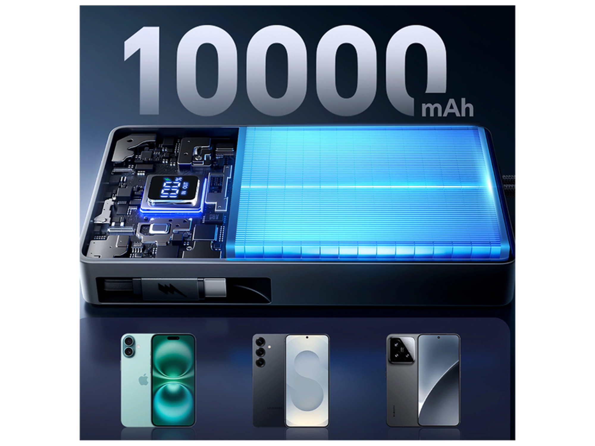 جوي روم JR-PR1 باور بانك سعة 10000 مللي أمبير/ساعة وقوة 22.5 واط مع كيبل USB-C مدمج قابل للسحب - أفضل سعر