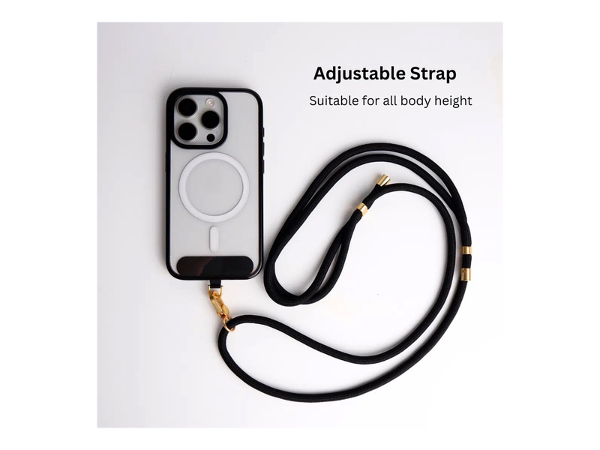 LEEU DESIGN 160cm Crossbody Phone Lanyard 6mm Polyester Adjustable Neck Strap with Gold Tether Tab - Best Prices