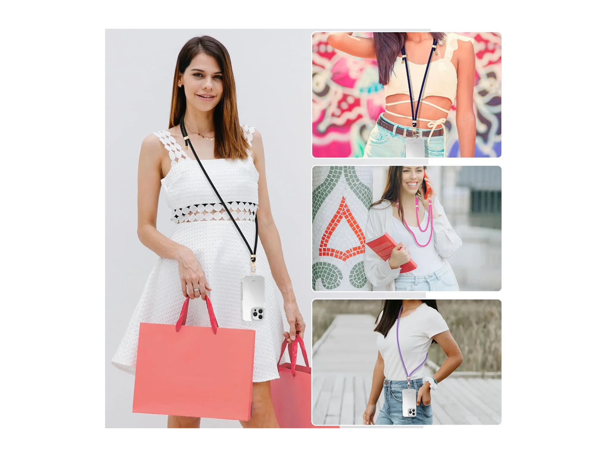 LEEU DESIGN 160cm Crossbody Phone Lanyard 6mm Polyester Adjustable Neck Strap with Gold Tether Tab - Best Prices