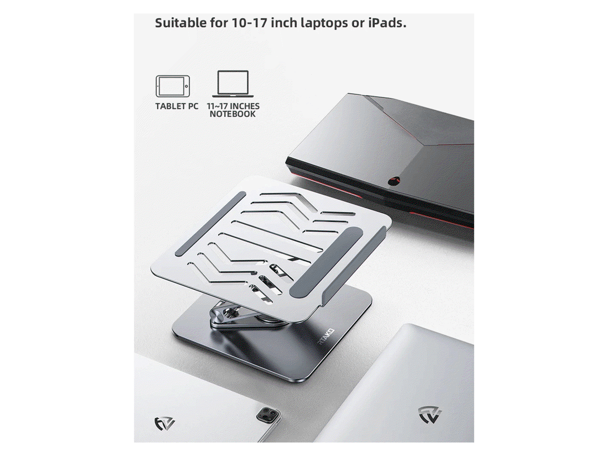 RTAKO 3-Level Adjustable Laptop Stand with 360 Rotating Base RS-CP84S - Best Prices