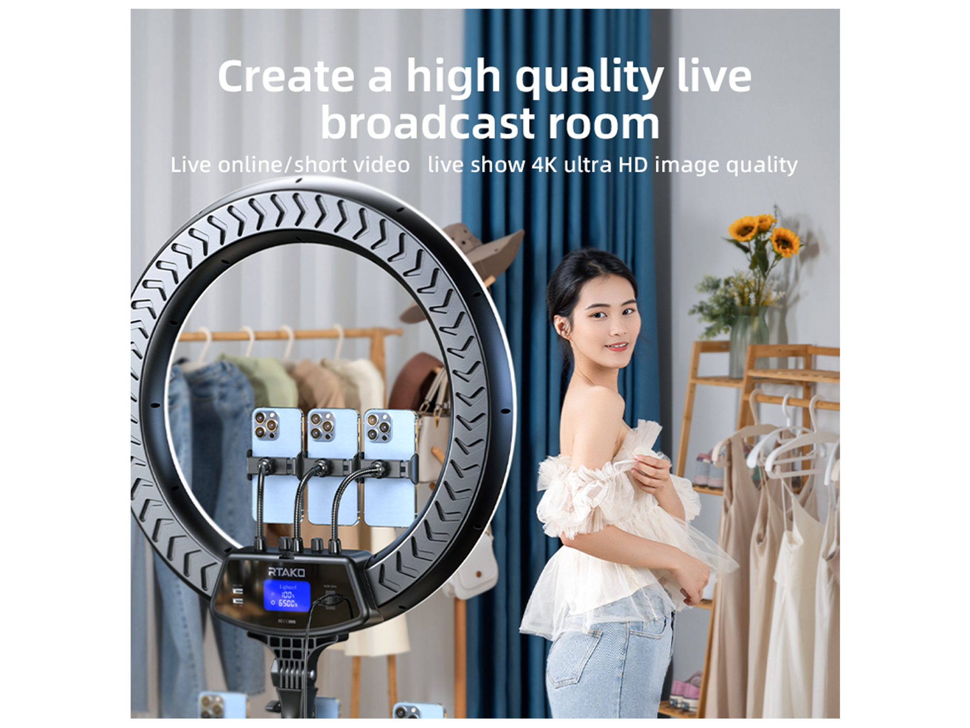 RTAKO AR-GTB05-13 13″ Ring light With Built-in Phone Holder - Best Prices
