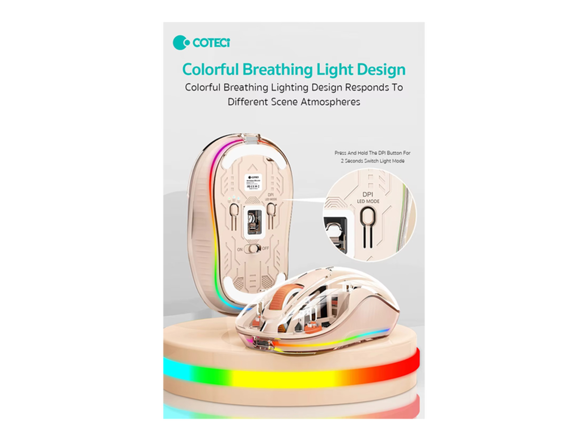 Coteci Dual Receiver Crystal Mouse with USB-A&USB-C - Best Prices