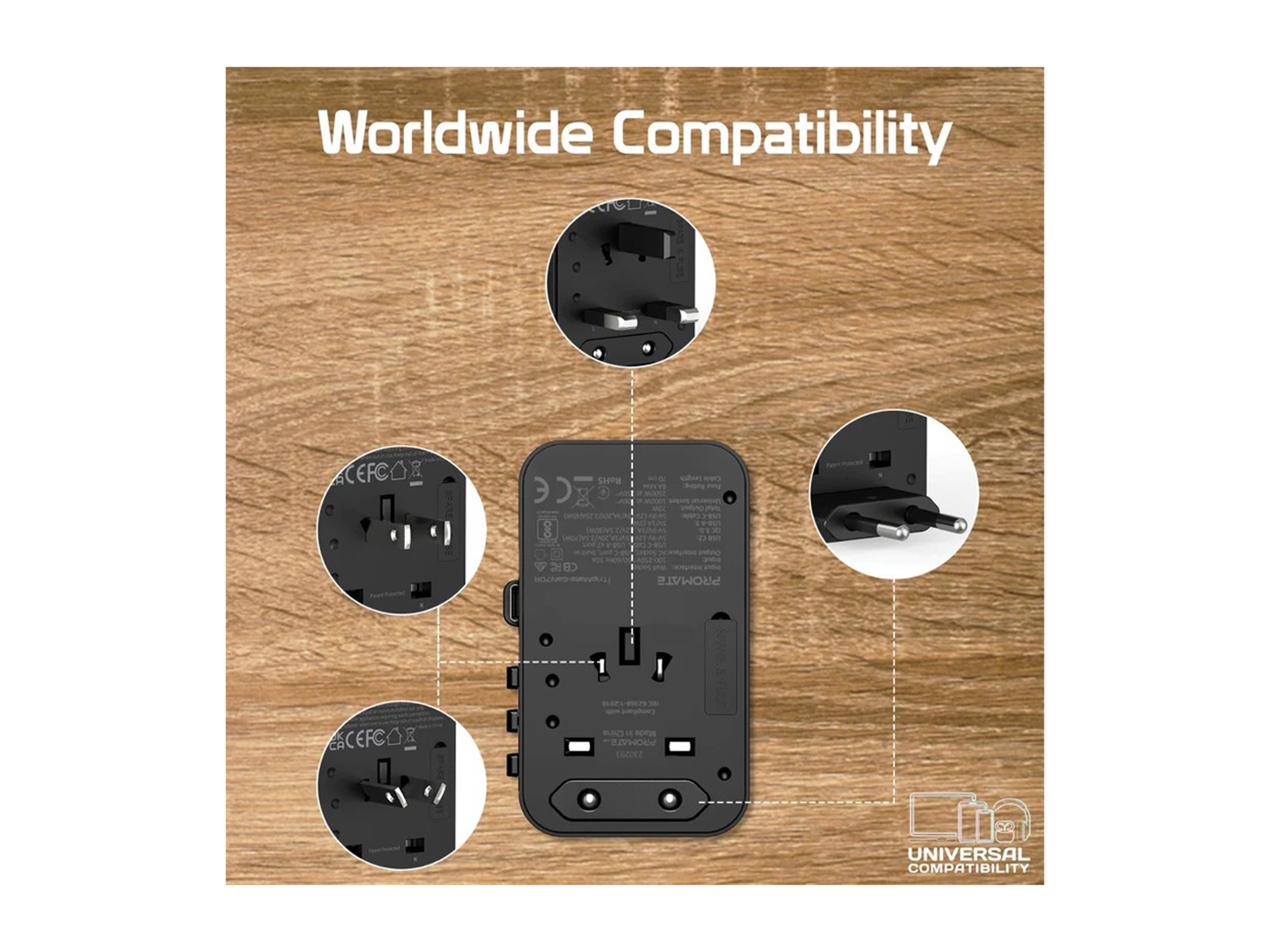 Coteci 70W GaN Universal Travel Charger With Type-C Retractable - Best Prices