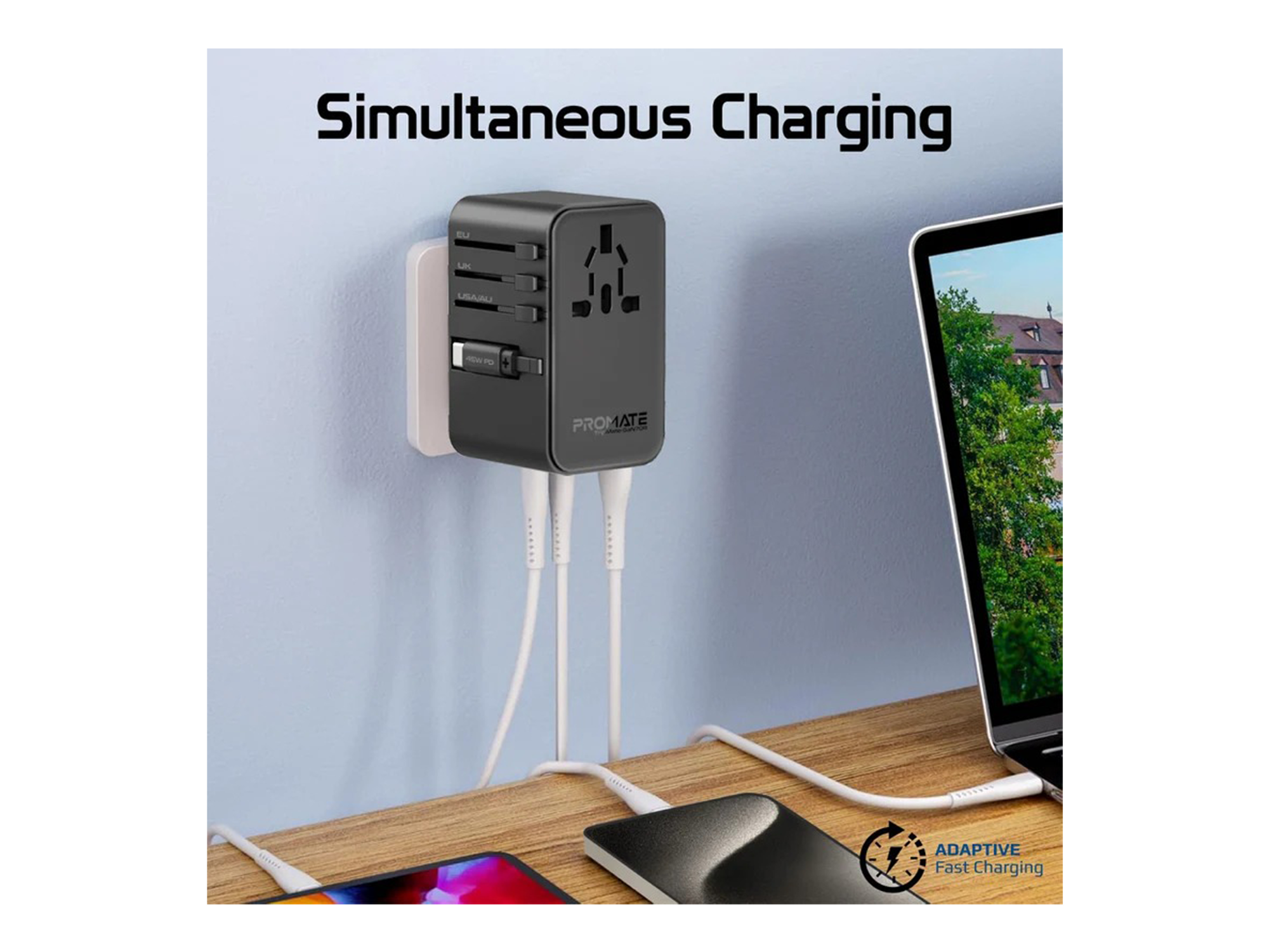 Coteci 70W GaN Universal Travel Charger With Type-C Retractable - Best Prices