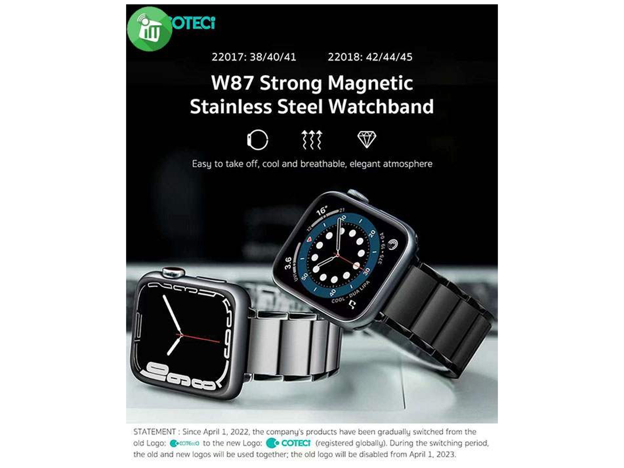 COTECi W87 Strong Magnetic Stainless Steel Band iWatch - Best Prices COTECi W87 Strong Magnetic Stainless Steel Band iWatch - Best Prices