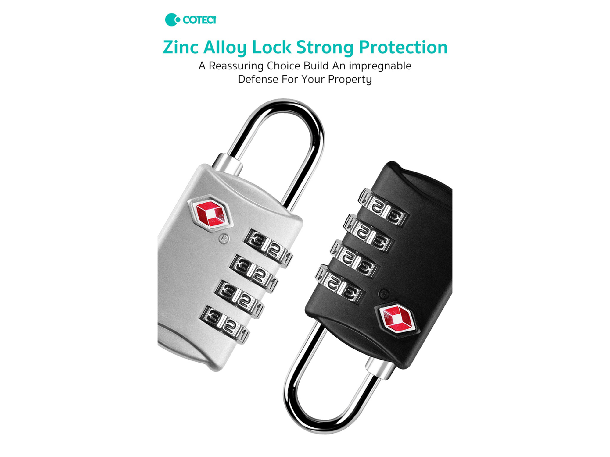 COTECi Zinc Alloy TSA Customs 4-digit Code Lock - Best Prices