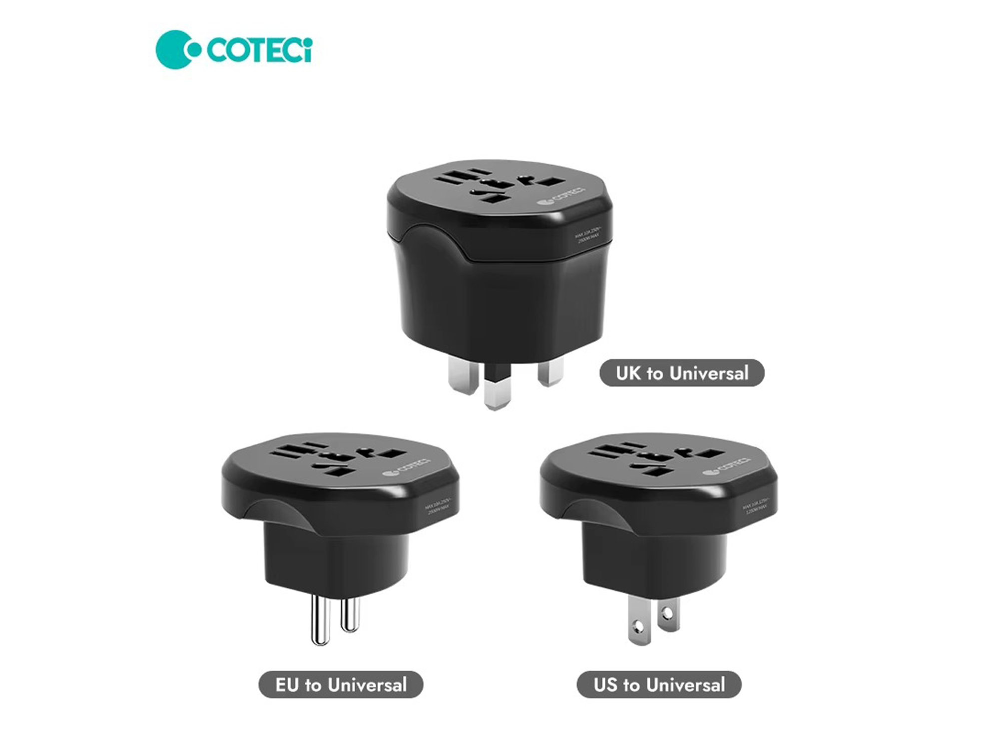 COTECi Euro Adapter 250v Adaptor European Universal World Charger Power International Travel EU UK US Plug Adapter - Best Prices