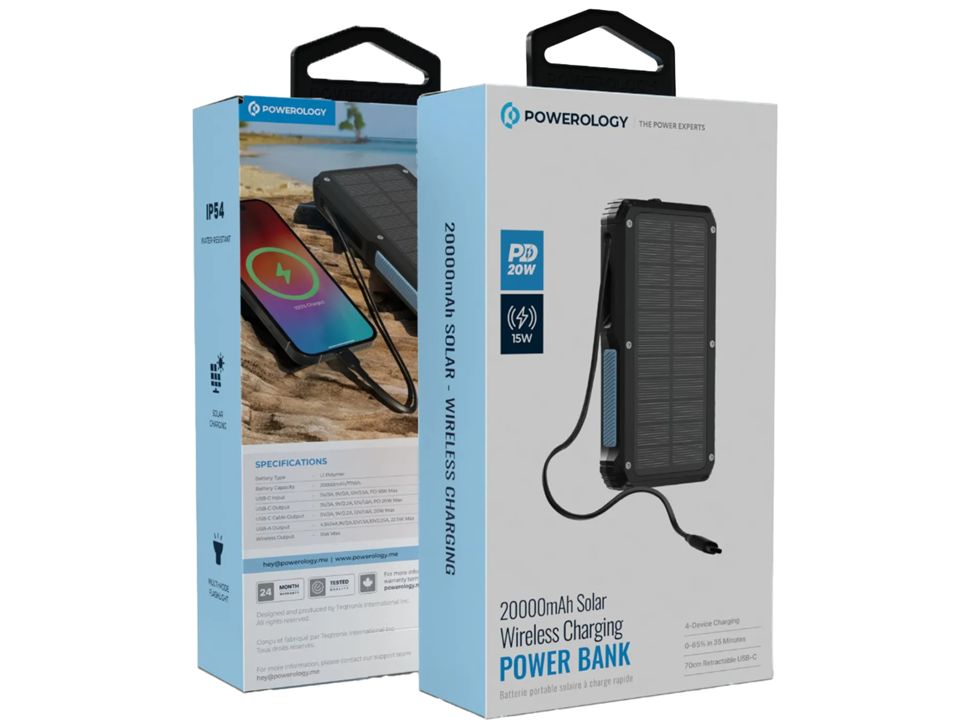 Powerology 20000mAh Retractable Cable Power Bank - Best Prices