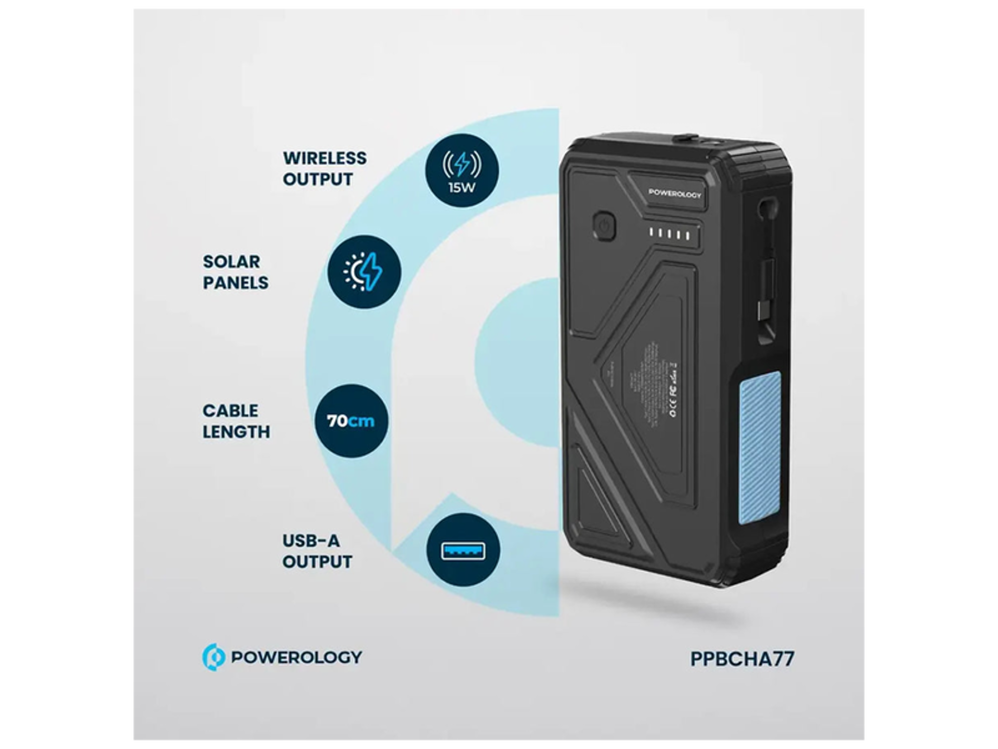 Powerology 27000mAh Solar Wireless Charging Power Bank - Best Prices