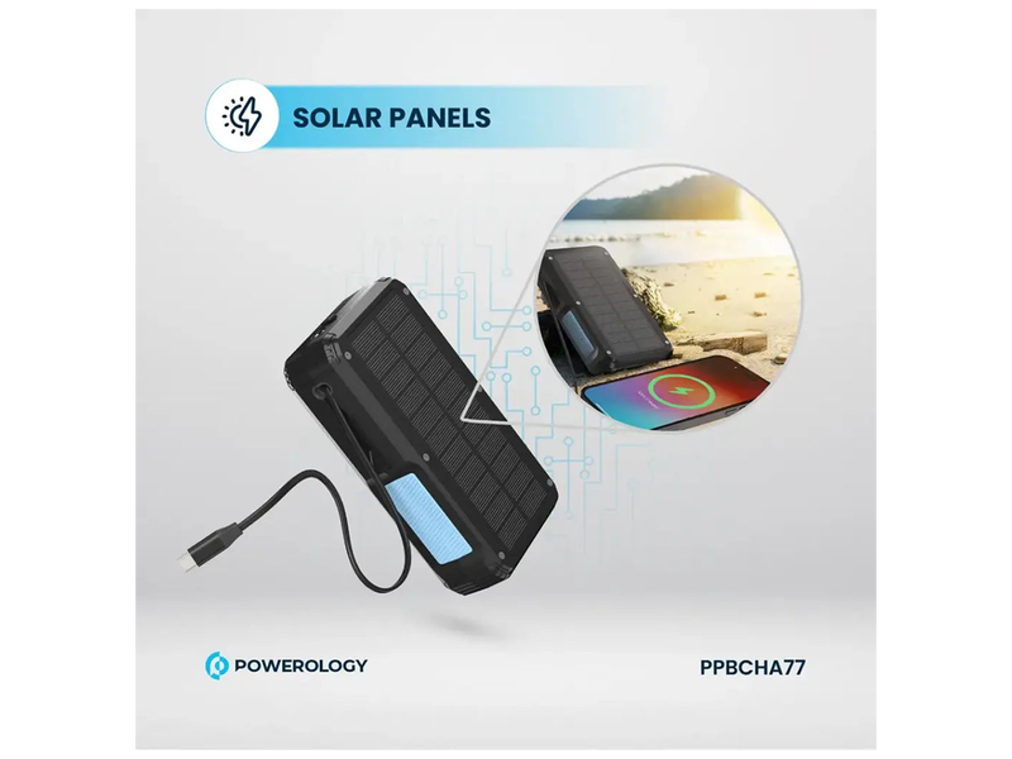 Powerology 27000mAh Solar Wireless Charging Power Bank - Best Prices