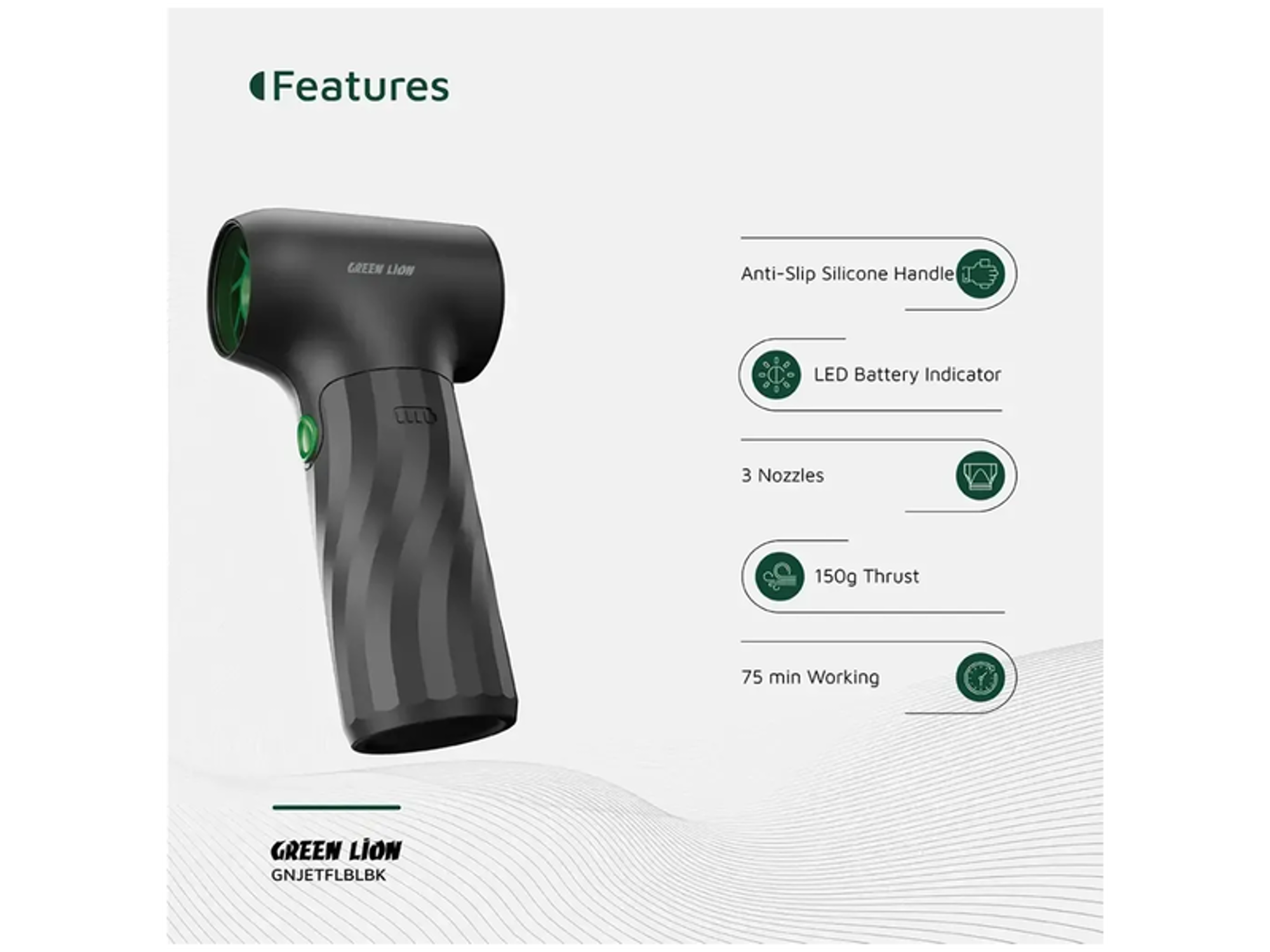 Green Lion Jetflow Air Blower - Black - Best Prices