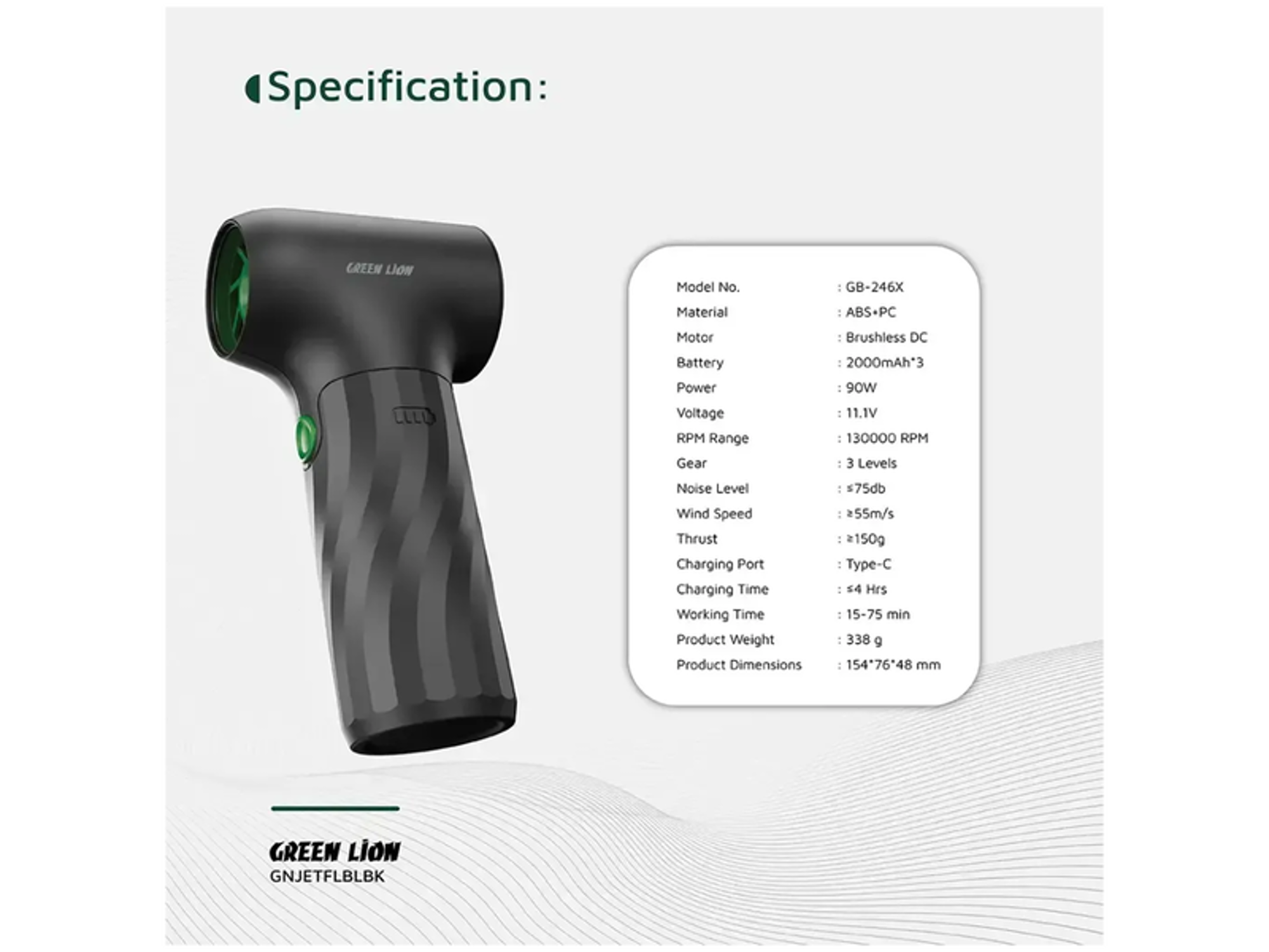Green Lion Jetflow Air Blower - Black - Best Prices