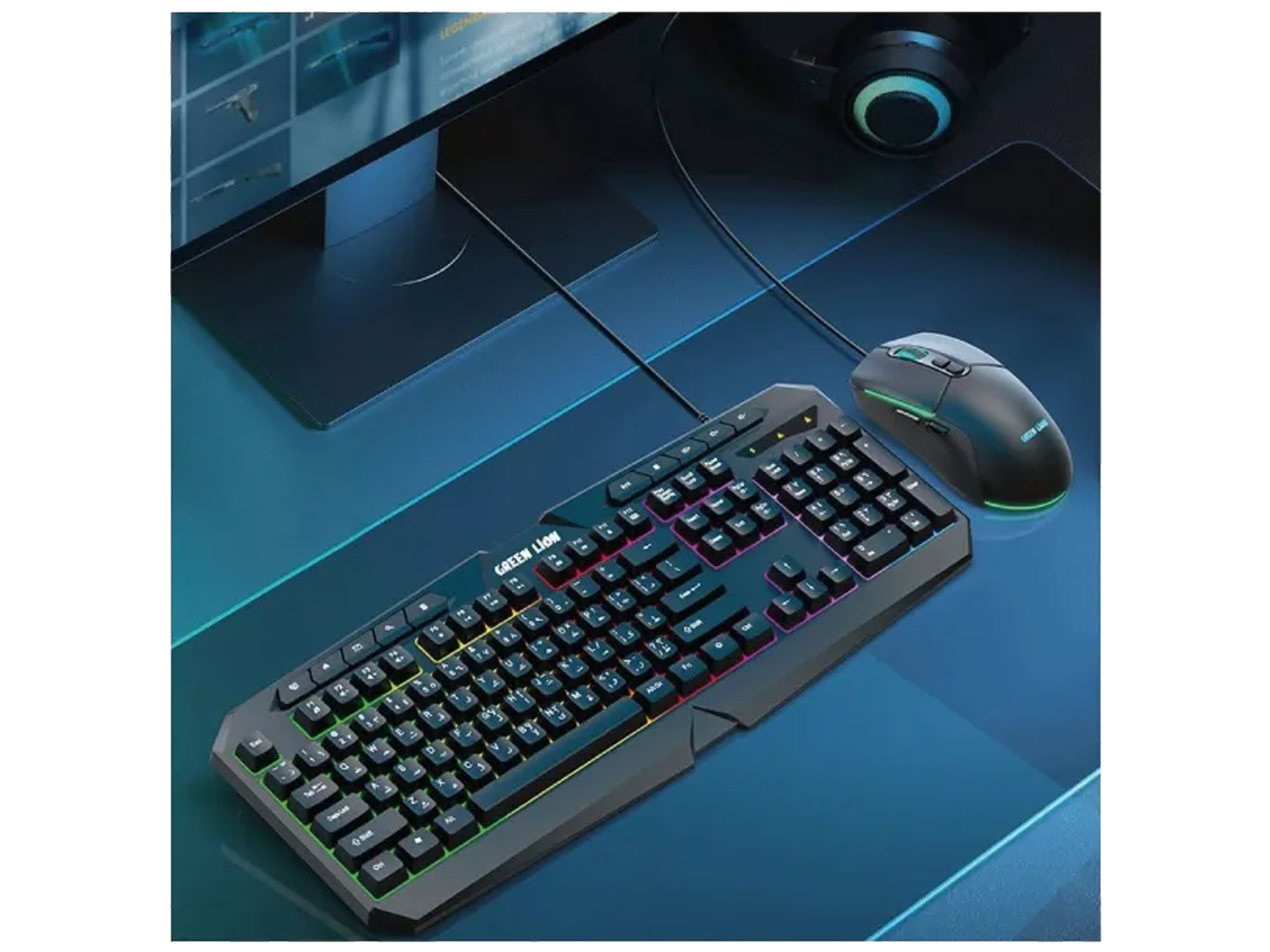 Green Lion GK-400 RGB Gaming Keyboard + Mouse - Black - Best Prices