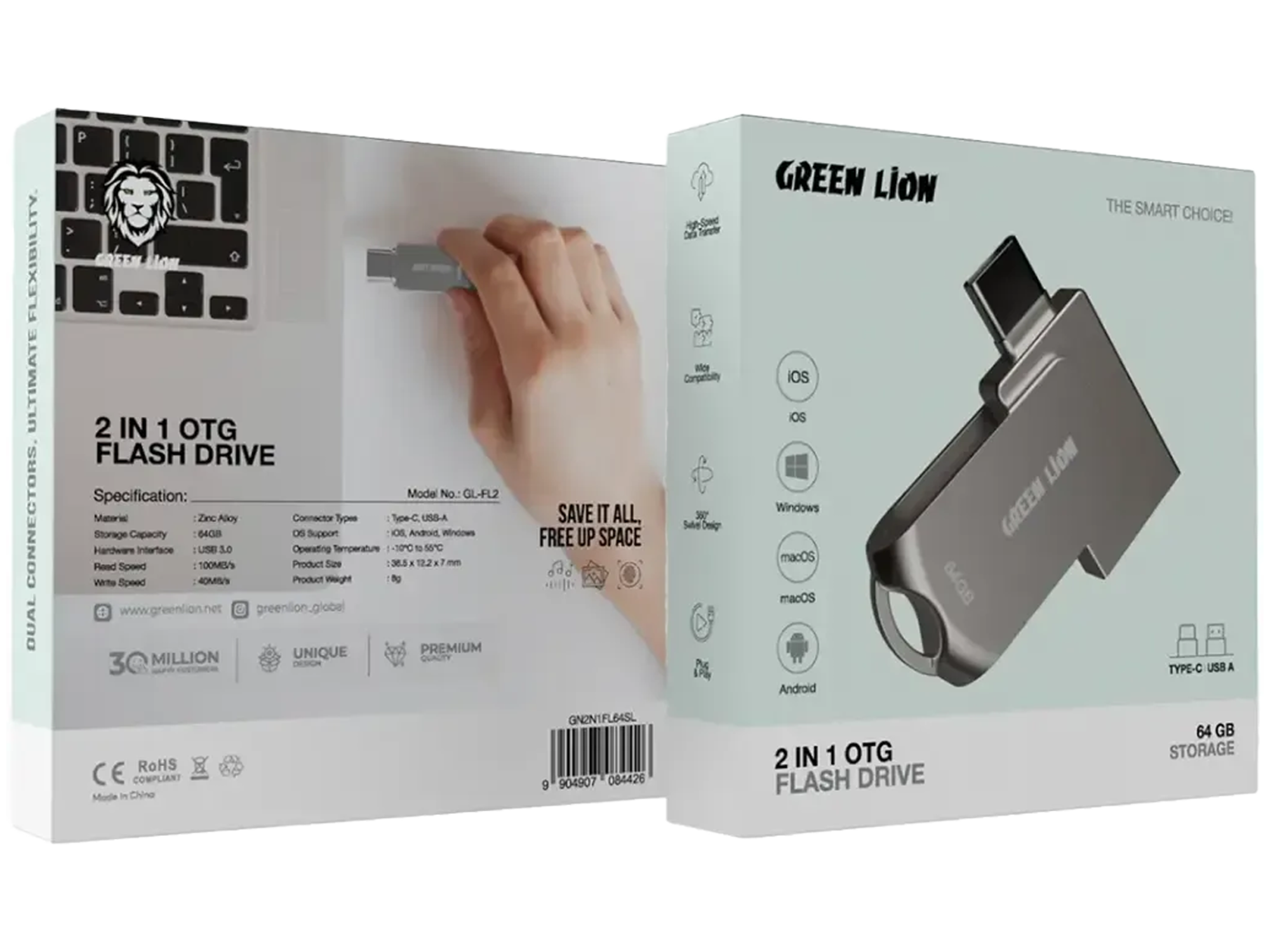 جرين ليون محرك أقراص فلاش 2 في 1 OTG USB-C USB 3.0 - أفضل سعر