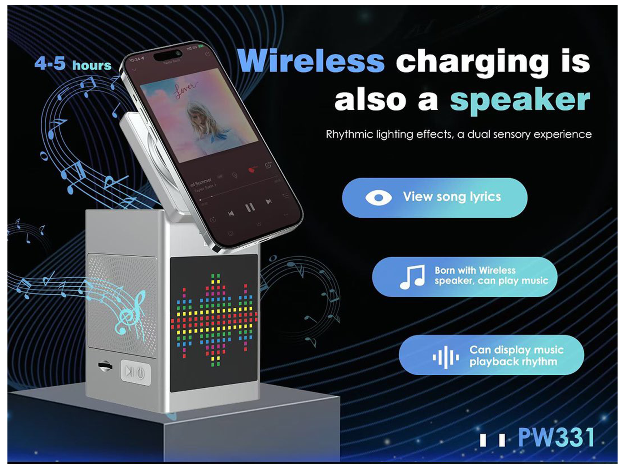 لينيس شحن لاسلكي مغناطيسي PW331 مع مكبر صوت - أفضل سعر