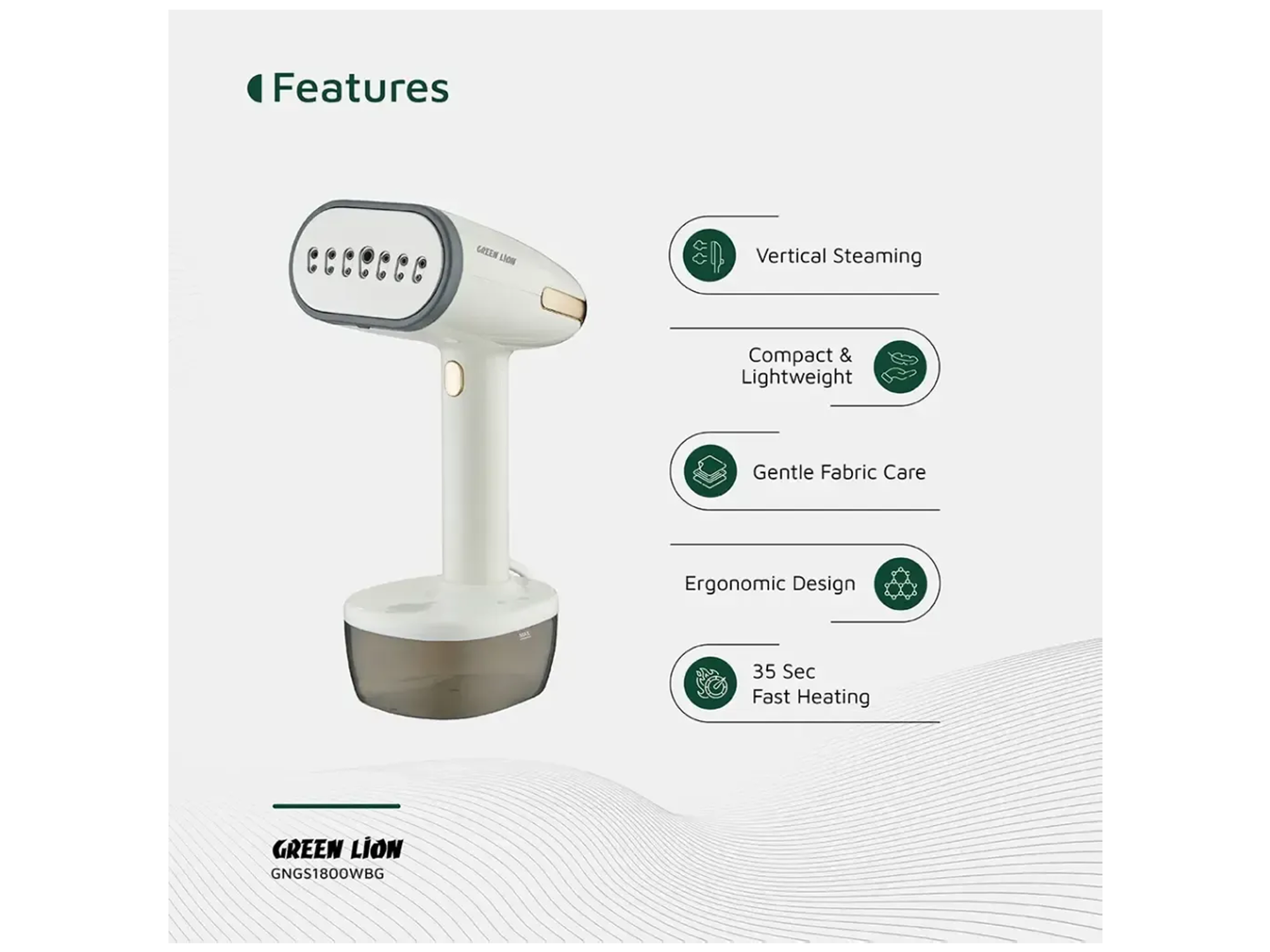 Green Lion Steam 1800W Garment Steamer - Best Prices
