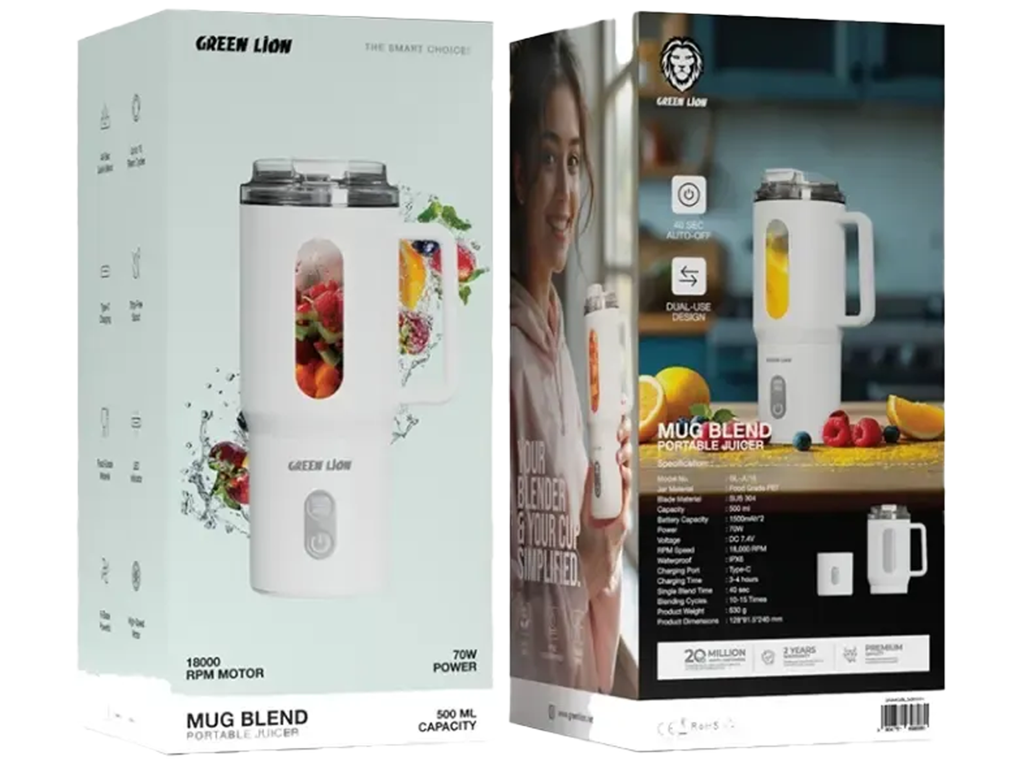 Green Lion Mug Blend Portable Juicer 500ML - Best Prices