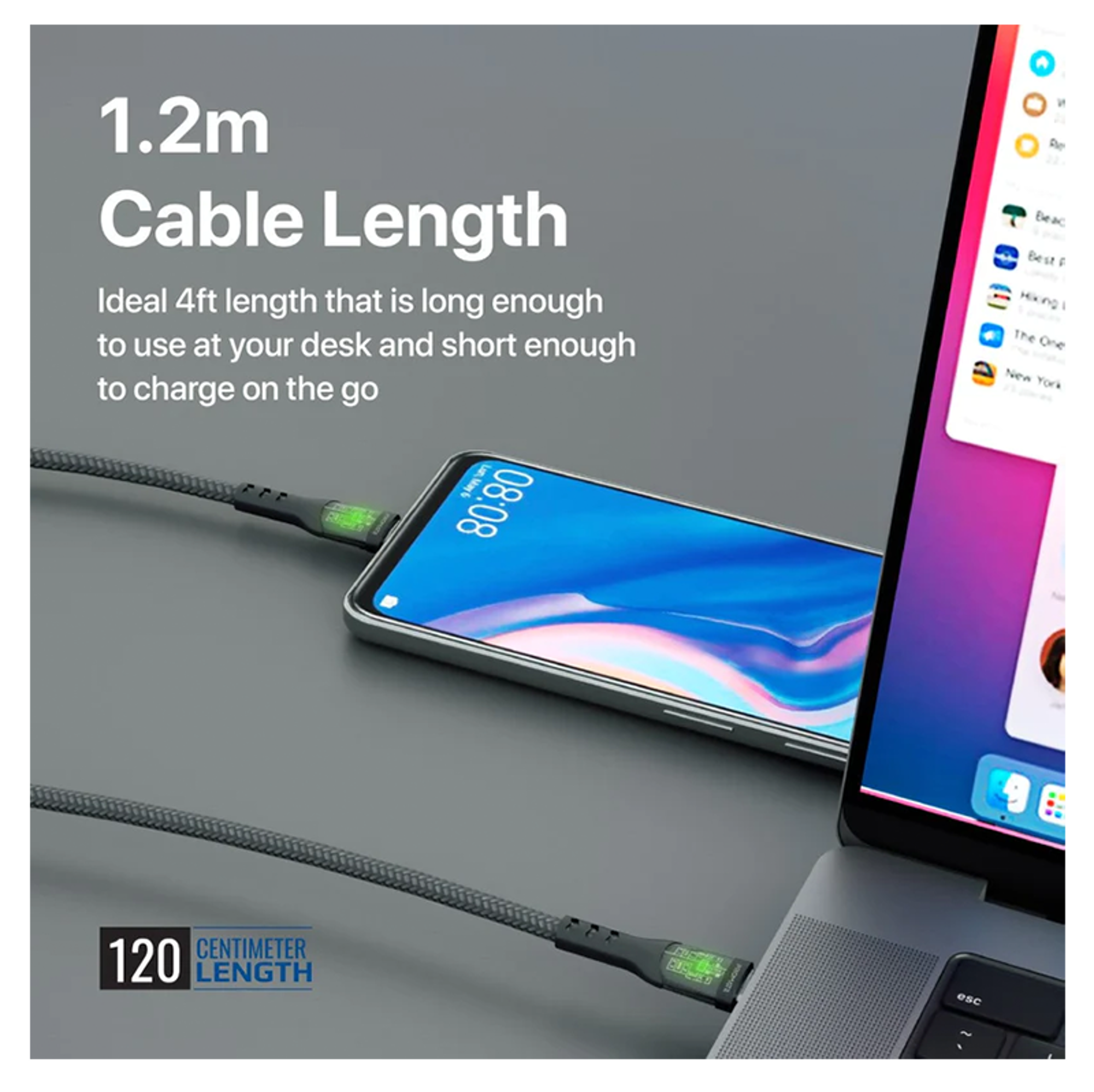 PROMATE 60W Power Delivery Ultra-Fast USB-C Cable with Transparent Shells 1.2m - Best Prices