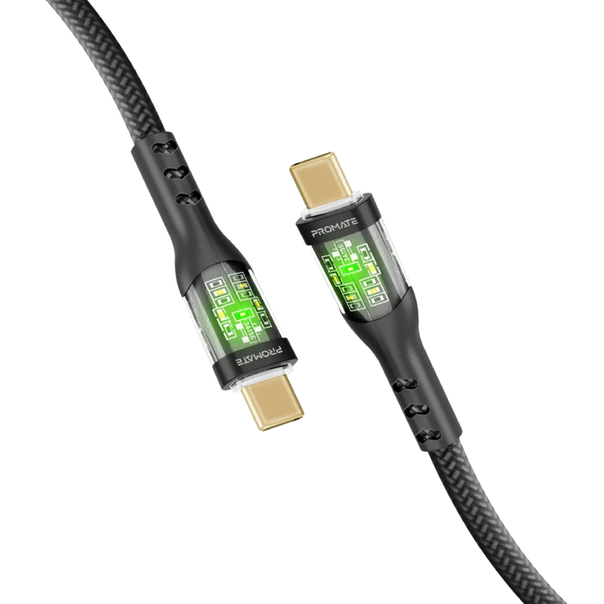 PROMATE 60W Power Delivery Ultra-Fast USB-C Cable with Transparent Shells 1.2m - Best Prices