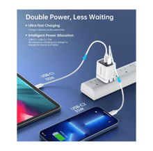 Choetech PD 35W GAN3 Dual Port Type-C Charger with LED Display - White