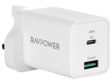 RAVPower RP-PC171 Power Delivery Pioneer 45W 2-Port Wall Charger - White