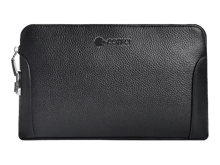 COTECi Men's Genuine Cowhide Leather Double Handbag - Black