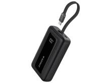 Anker Zolo Power Bank 30W High-Speed Portable Charger with Built-in USB-C Cable - Black