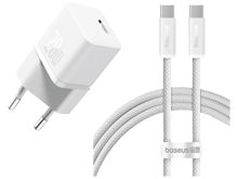 Baseus GaN5 Fast Charger (Mini) 20W with Cable Type-C 100W - White