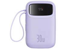 OS-Baseus QPow 2 Digital Display Fast-Charging Power Bank with 2 Built-in Type-C Cable 30W - Purple