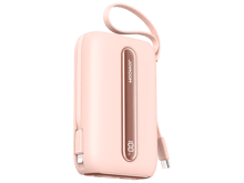 جوي رووم JR-L012 Plus باور بانك صغير ملون بقوة 22.5 واط مع كيبلات مزدوجة 20000 مللي أمبير - زهري