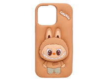 Labubu Silicon Cover with Pop-Up Stand for iPhone Series - Beige