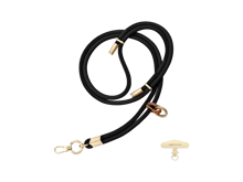 LEEU DESIGN 160cm Crossbody Phone Lanyard 6mm Polyester Adjustable Neck Strap with Gold Tether Tab - Black