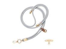 LEEU DESIGN 160cm Crossbody Phone Lanyard 6mm Polyester Adjustable Neck Strap with Gold Tether Tab - Grey