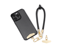 LEEU DESIGN 30cm Smartphone Strap Cell Phone Polyester Lanyard with Metal Tether Tab - Black