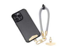 LEEU DESIGN 30cm Smartphone Strap Cell Phone Polyester Lanyard with Metal Tether Tab - Grey