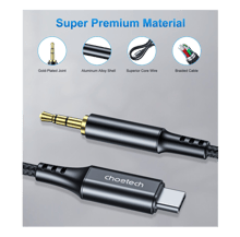 Choetech Type-C to 3.5mm Nylon Braided Audio Cable 1m - Best Prices